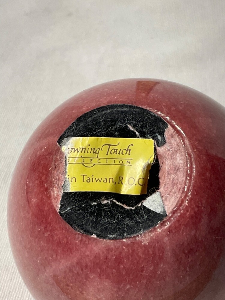 Red marble apple with stem paperweight 3”