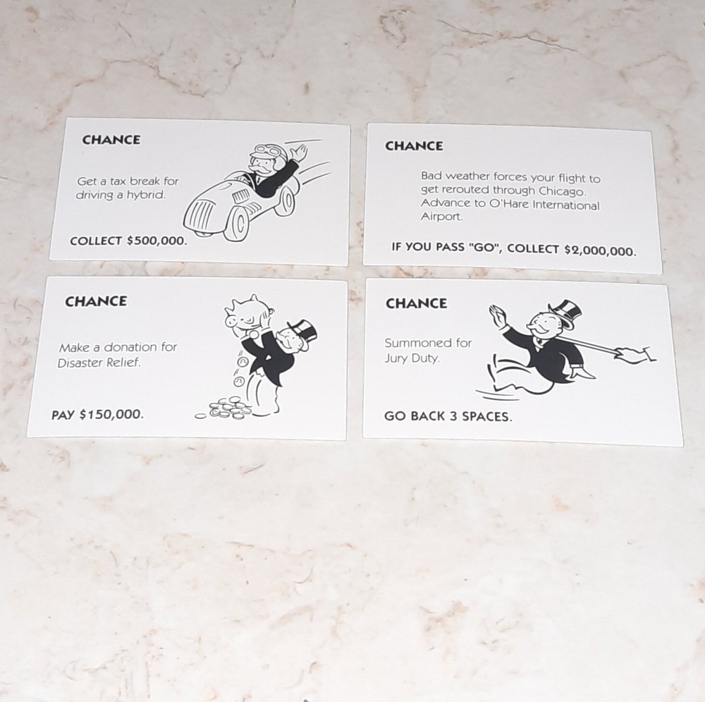 Here & Now Monopoly Board Game Replacement Piece Cards