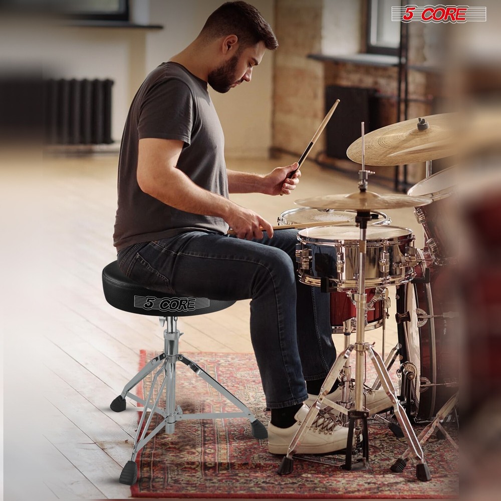 5 Core Drum Throne 3" Padded Comfortable Guitar Seat Adjustable Drumming Stools