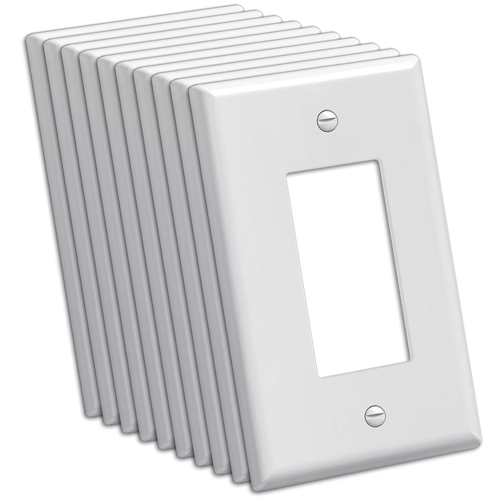 [10 Pack] 1-Gang Mid-size Decorator Wall Plate, Unbreakable Polycarbonate Mid...