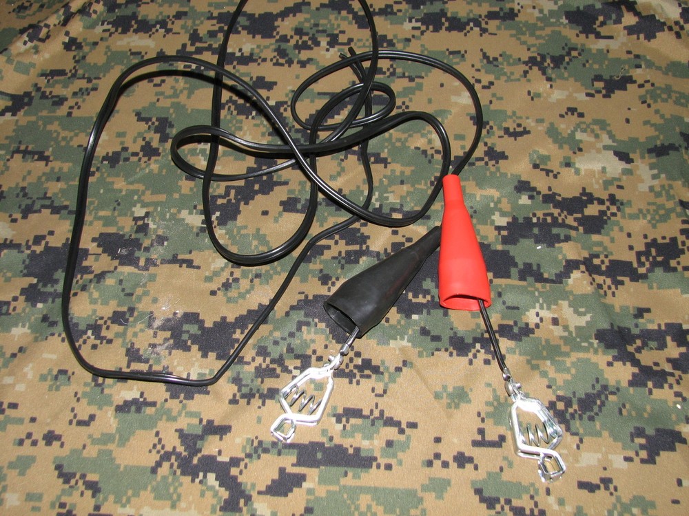 boat power wires aligator clips muller made in usa 8' long cord positive neg