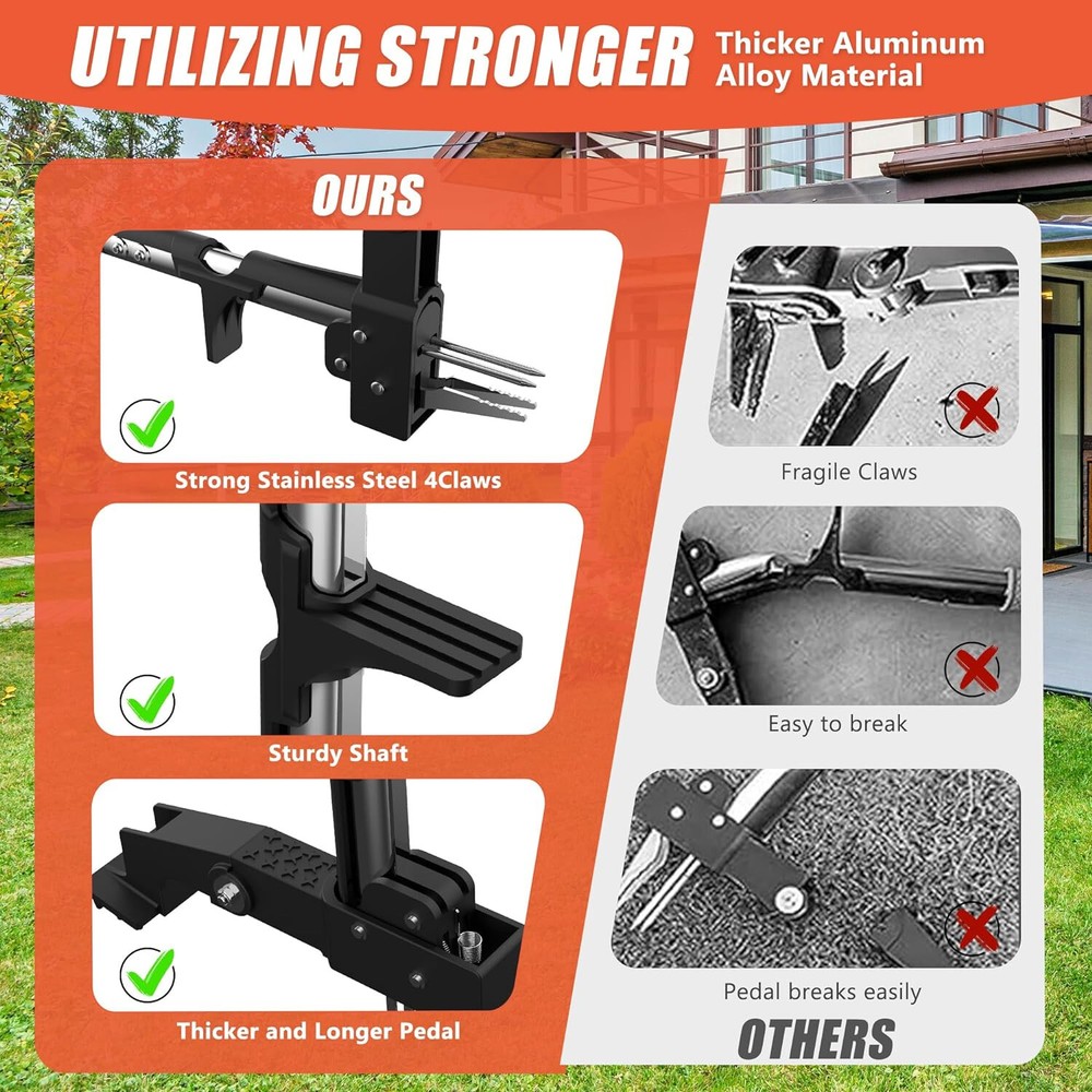 Weed Puller Tool, Gardening Stand-Up Weeder Puller with Ergonomic 39.3" Long Han