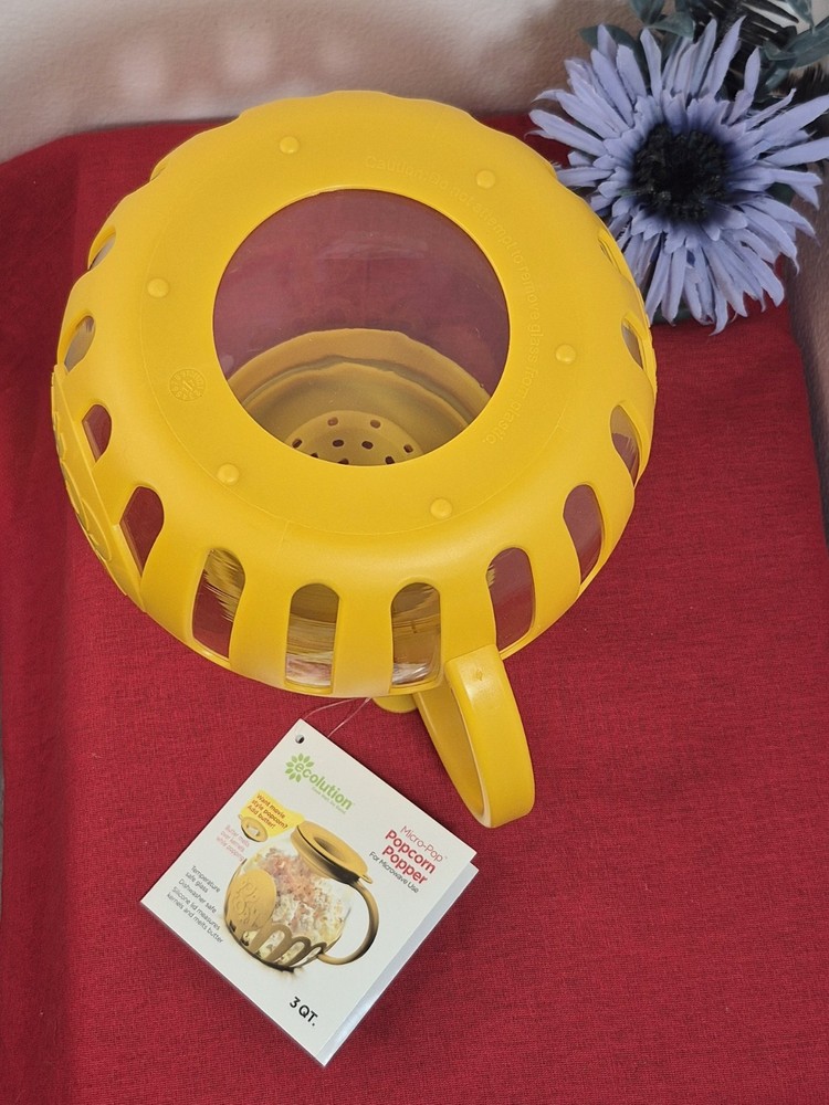Ecolution Micro-Pop 3 Qt. Microwave Popcorn Popper Yellow NWT