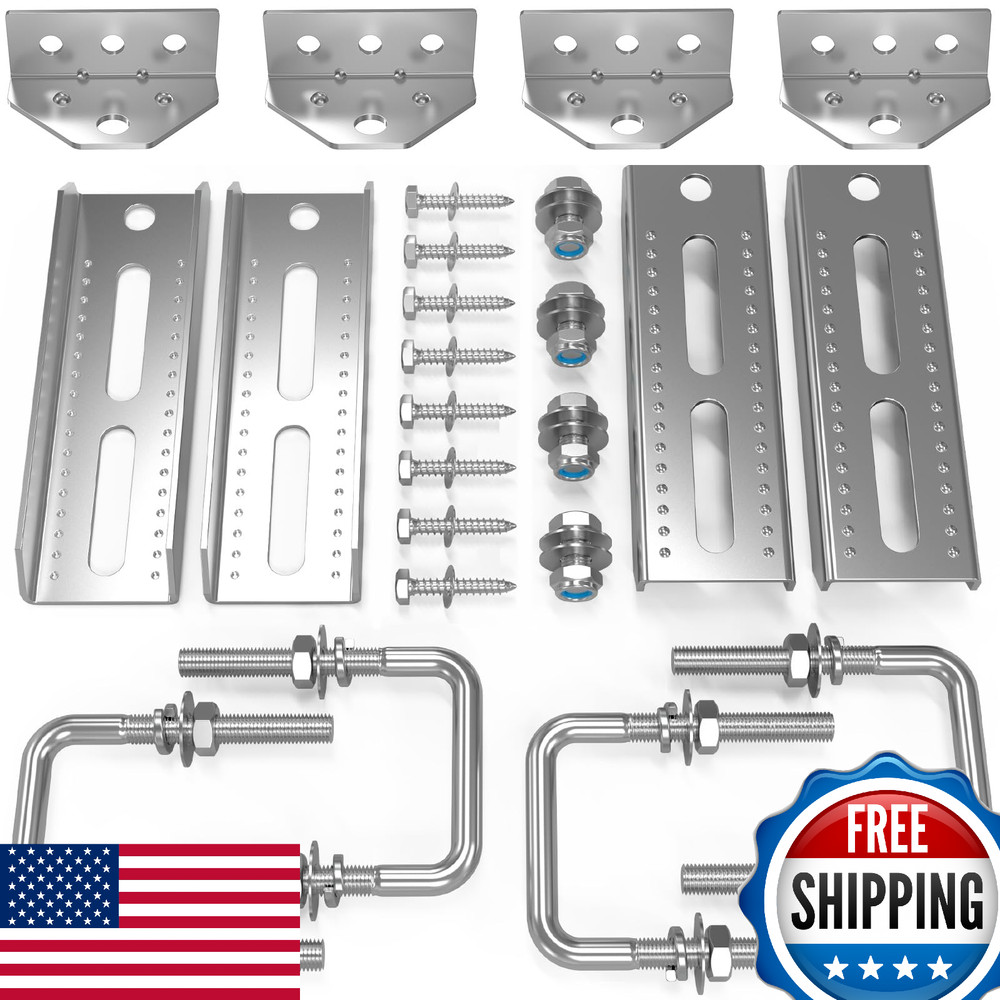 4 PC 8" Galvanized Swivel Top Bunk Bracket Kit for 3"x3", 2"x3" Trailers