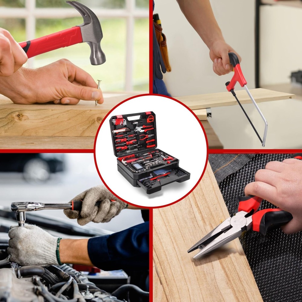 427 Piece Home Tool Kit, Mechanics Tool Set with Drawer Toolbox Storage Case ...