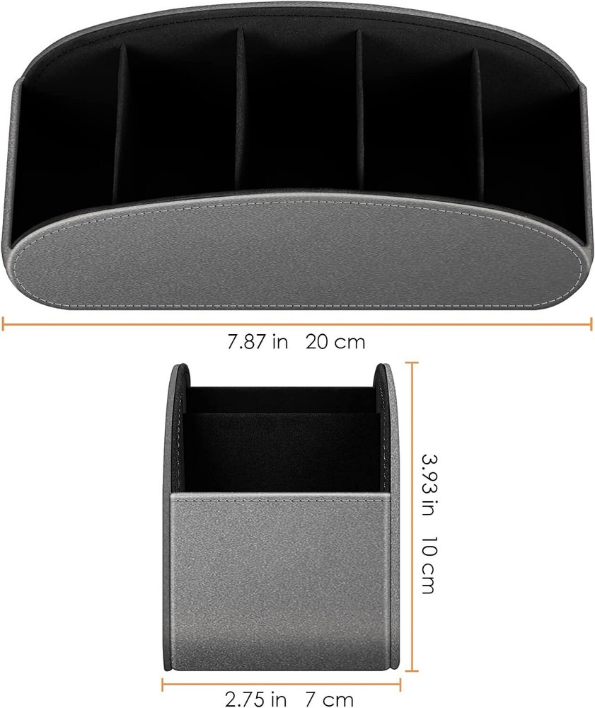 Remote Control Holder Leather TV Remote Caddy Desktop Organizer 5 Compartments