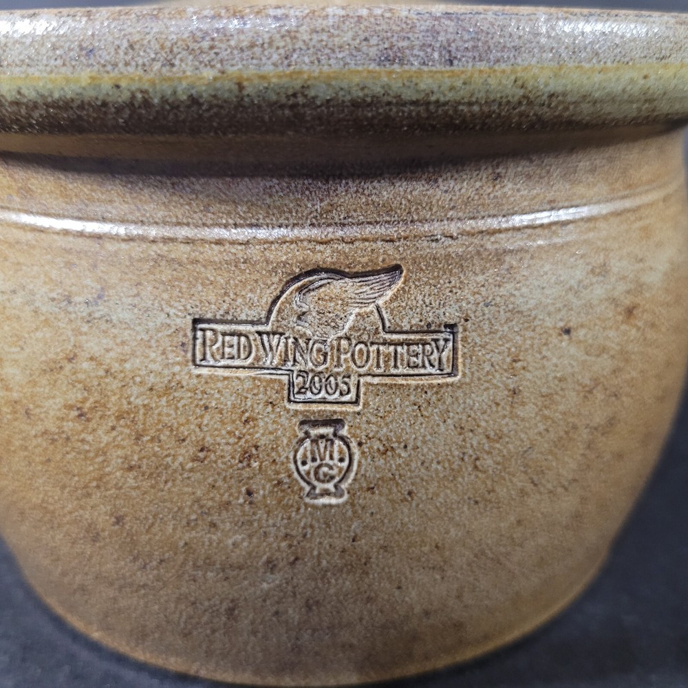 Red Wing Pottery Stoneware Covered Jar with lid Wheat Pattern 2005
