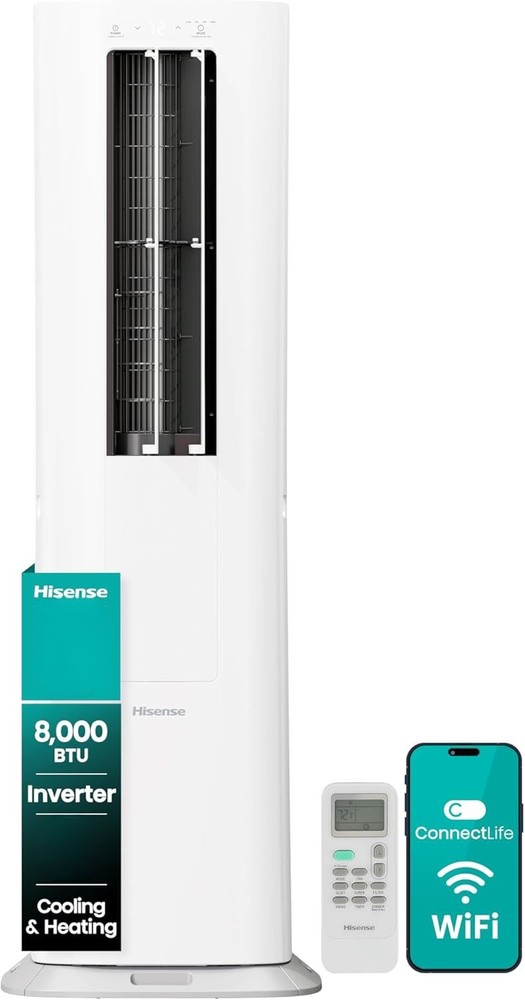 Hisense 8000BTU Inverter Portable AC Smart Heat Pump Dual Hose Tower API0825UW1D