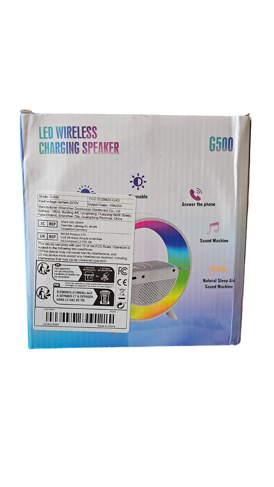 NWT G500 Led Wireless Charging Speaker, Multi-color, Multifunctional