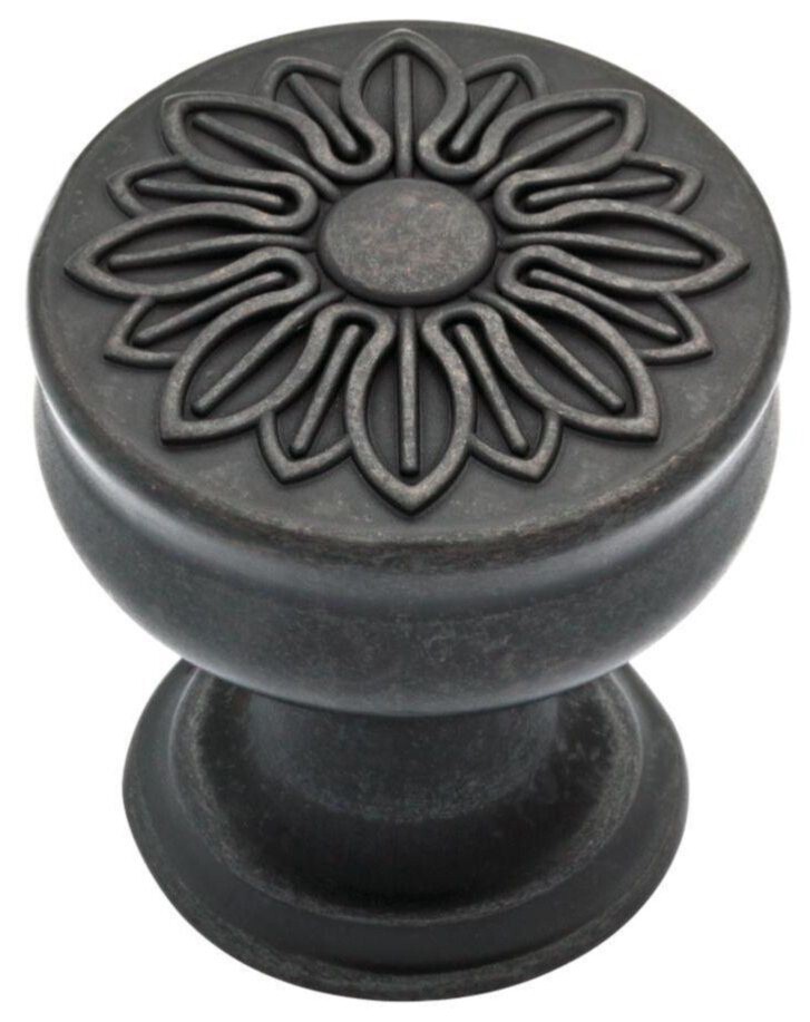1-1/4" Floral Knob Soft Iron