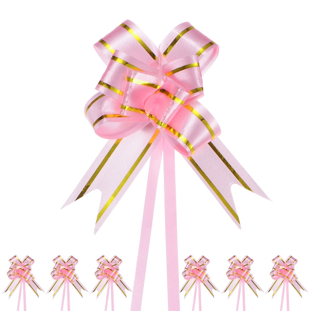 200pcs Ribbon Pull Bows 2.5 Inch Bows for Wedding Decorations Light Pink