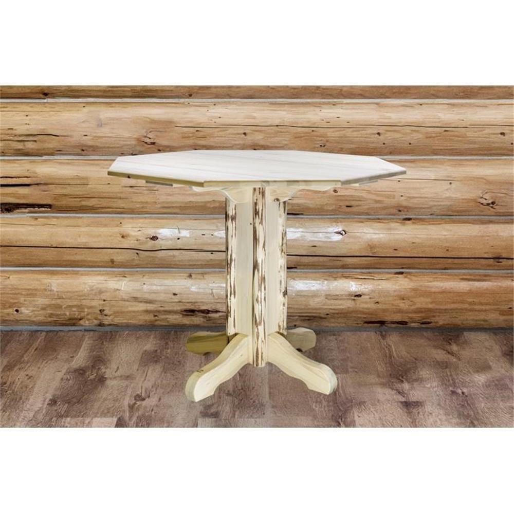 Pemberly Row Counter Height Transitional Wood Pub Table in Natural