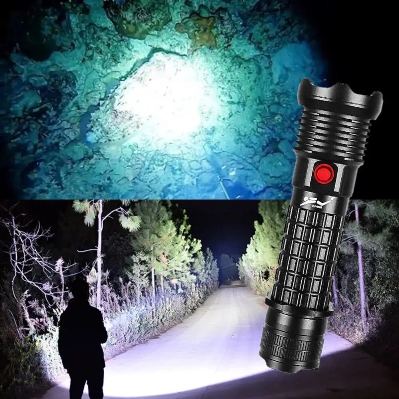 Professional Diving Flashlight Rechargeable Torch IPX8 Underwater Diving Torch