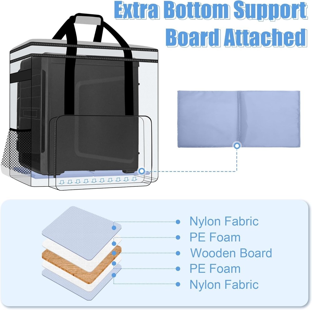 CURMIO Double-Layer PC Carrying Case, Desktop Computer Travel Type 2, Black
