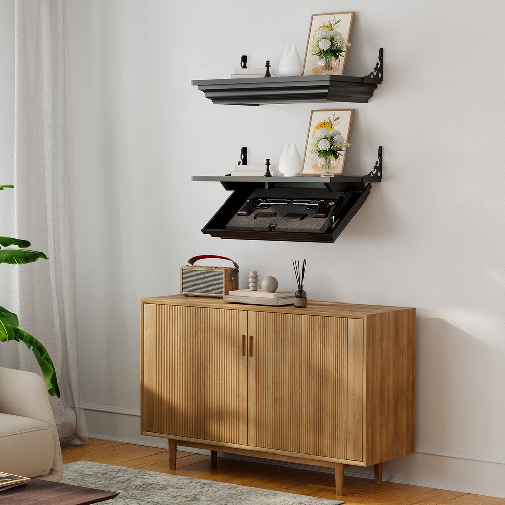 24" Compact Gun Shelf, Gun Rack with Automatic Induction Lock for Mount Display