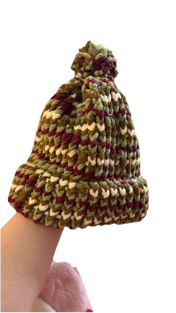 Hand Crocheted Beanie With Brim