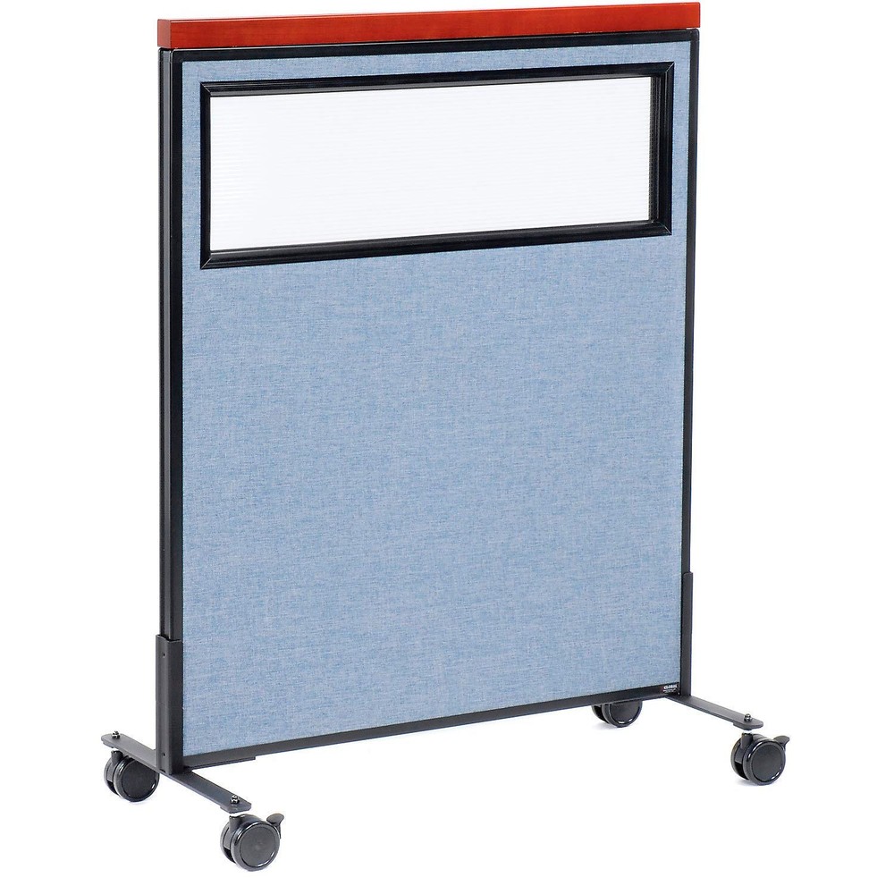 36-1/4"W x 46-1/2"H Mobile Deluxe Office Partition Panel with Partial Window