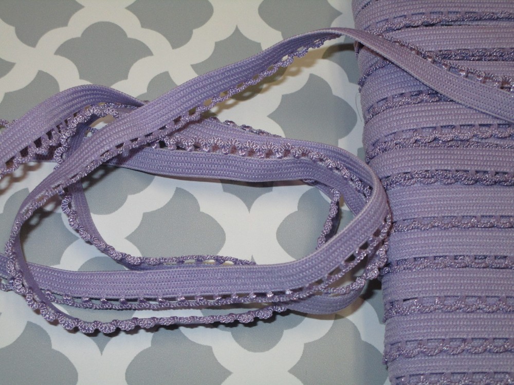10 yards 3/8" width violet stretch scroll elastic trim for your design