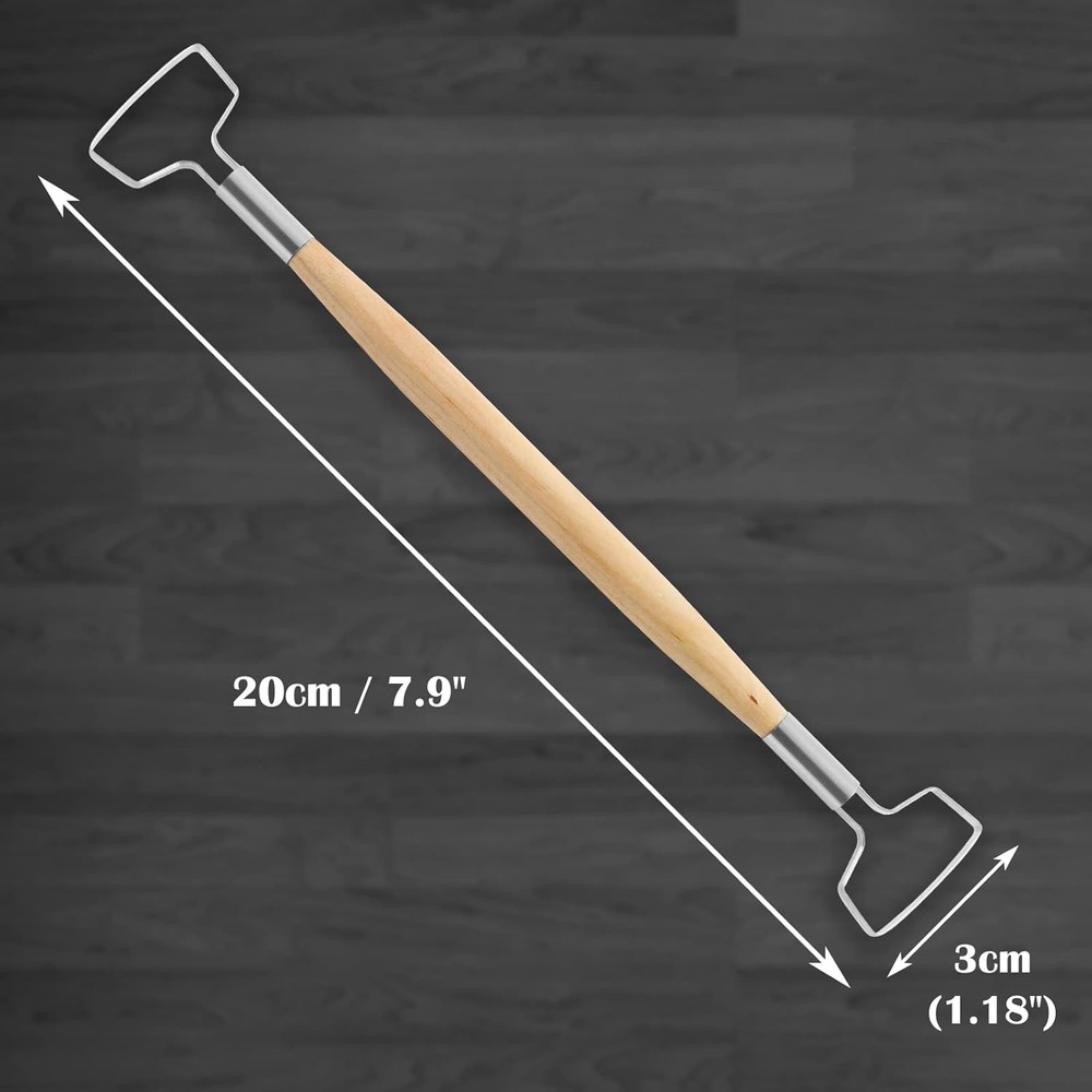 2pcs Double Ended Clay Carving Tools, Wooden Handle Pottery Sculpting Tools