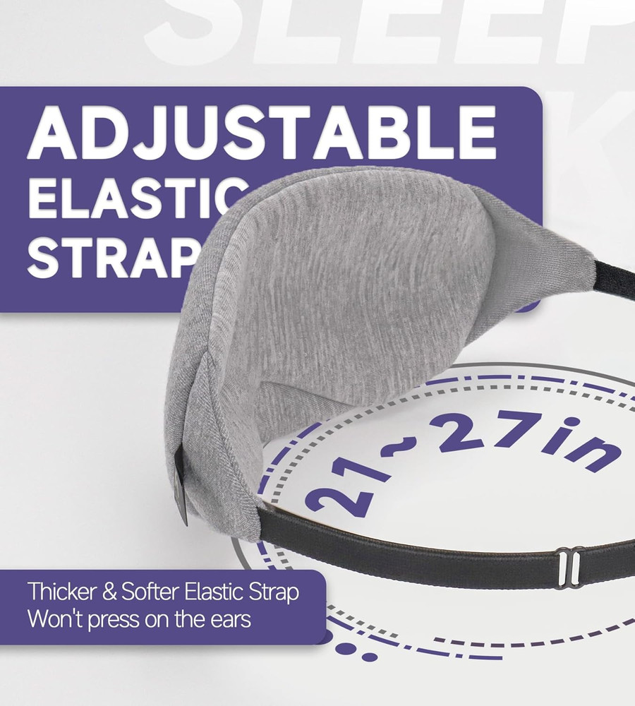 Cotton Sleep Eye Mask - Updated Design Light Blocking with Adjustable Nose Bridg
