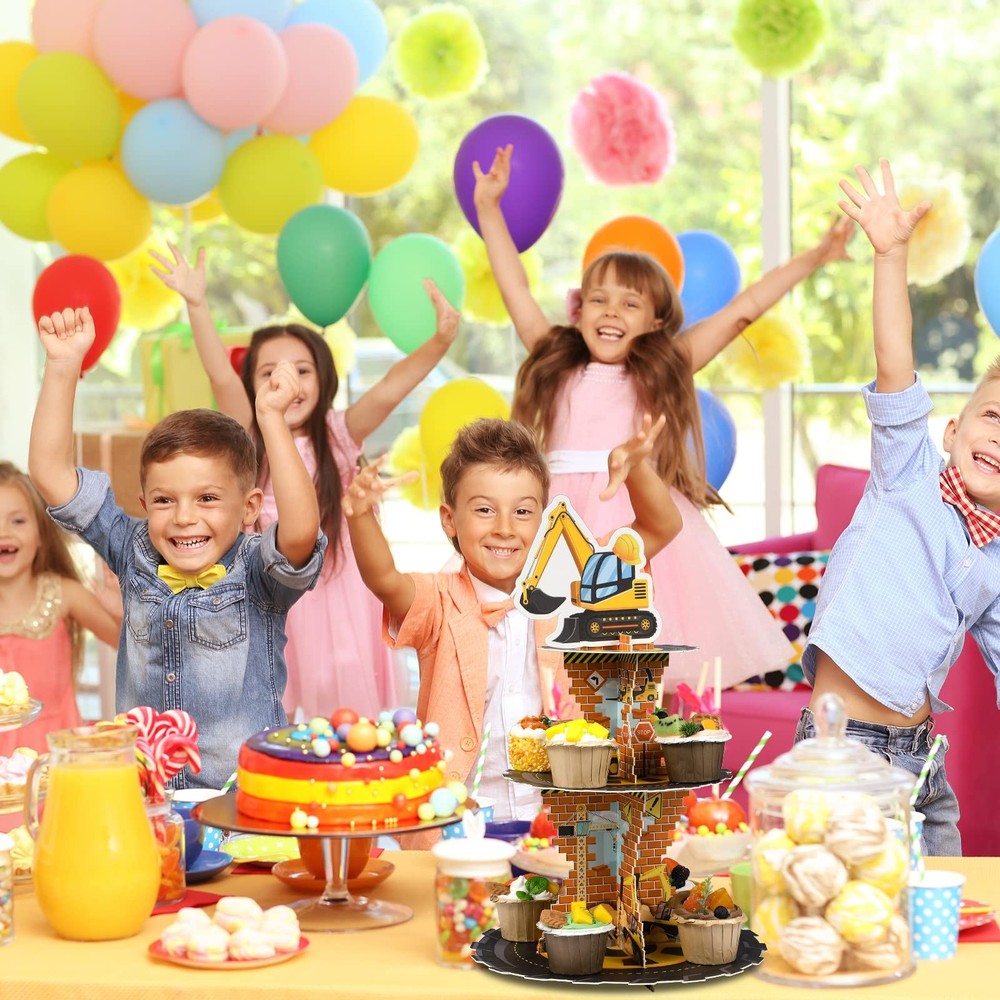 Tiamon Construction Birthday Decorations 3 Tier Construction Theme Cupcake St...