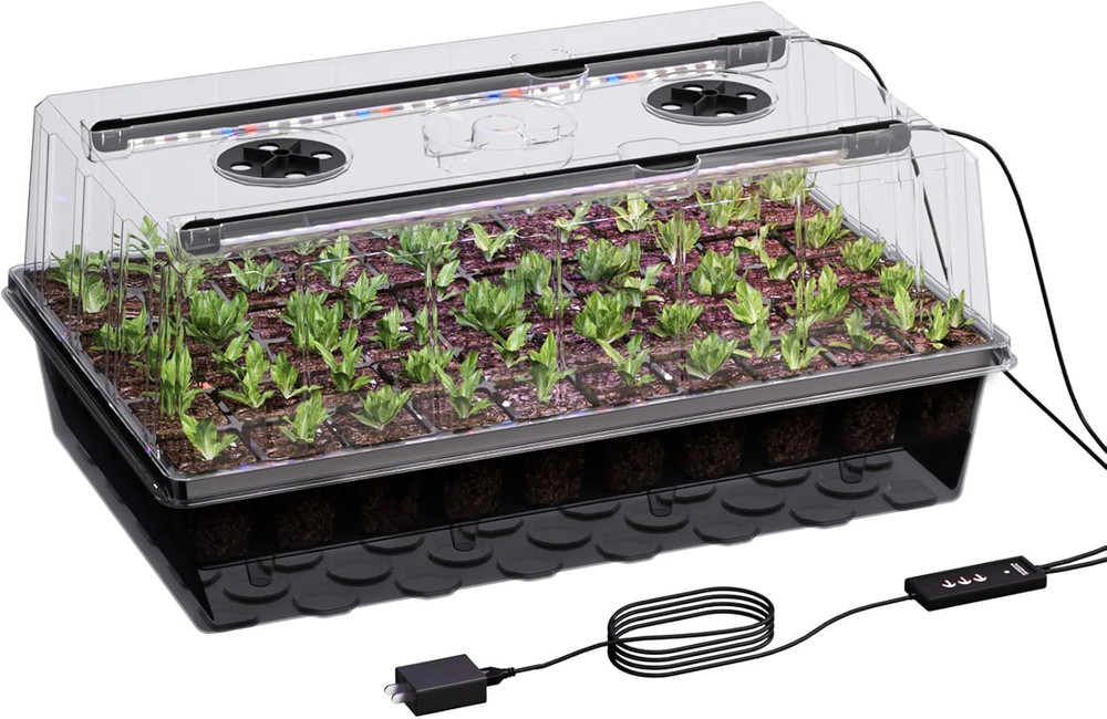 60-Cell Self-Watering Seed Starter Tray with Grow Light, Seed Starter Kit with 4
