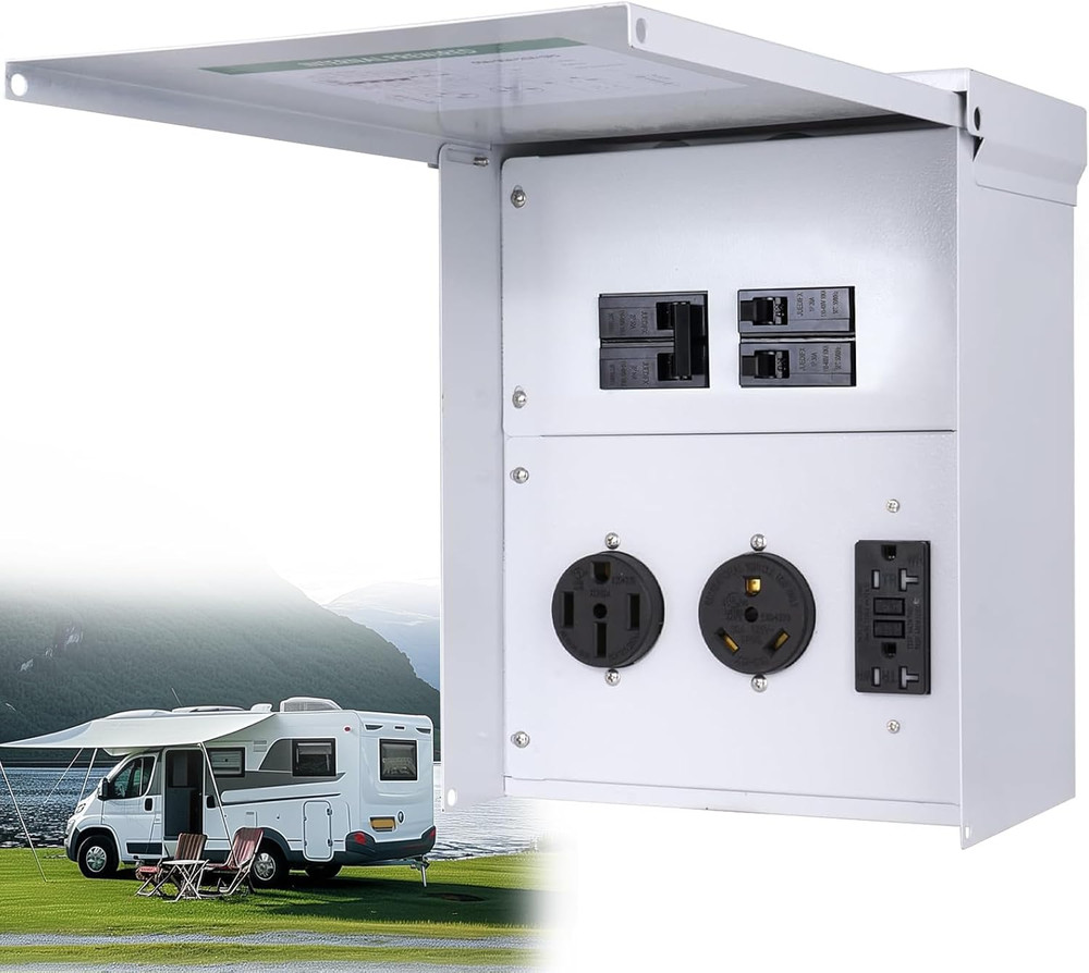 RV Electrical Outlet Panel, Temporary Power Outlet Panel with Surge Protection,
