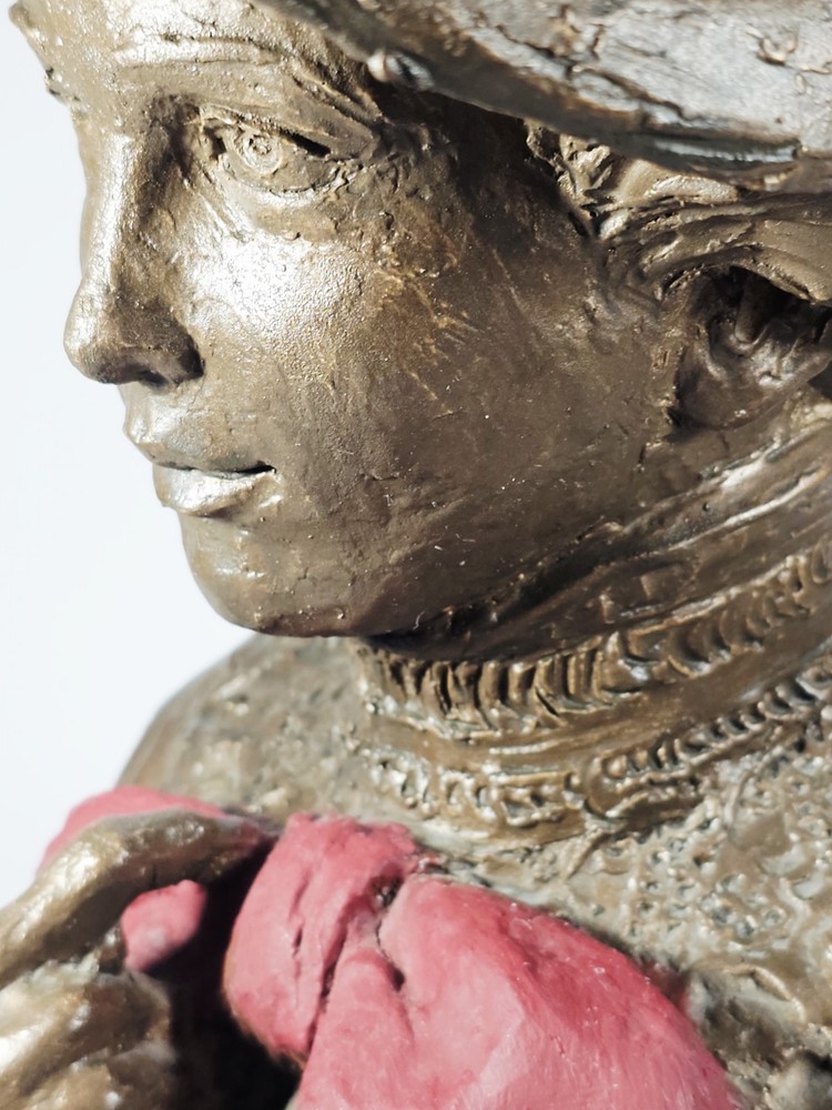 Trace Guthrie 1996 Victorian Woman Bust, Fired Clay, 19", Signed
