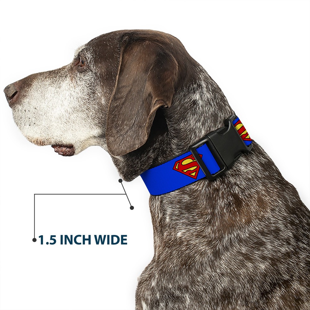 Plastic Clip Collar Superman Shield Blue Small 9.5-13"