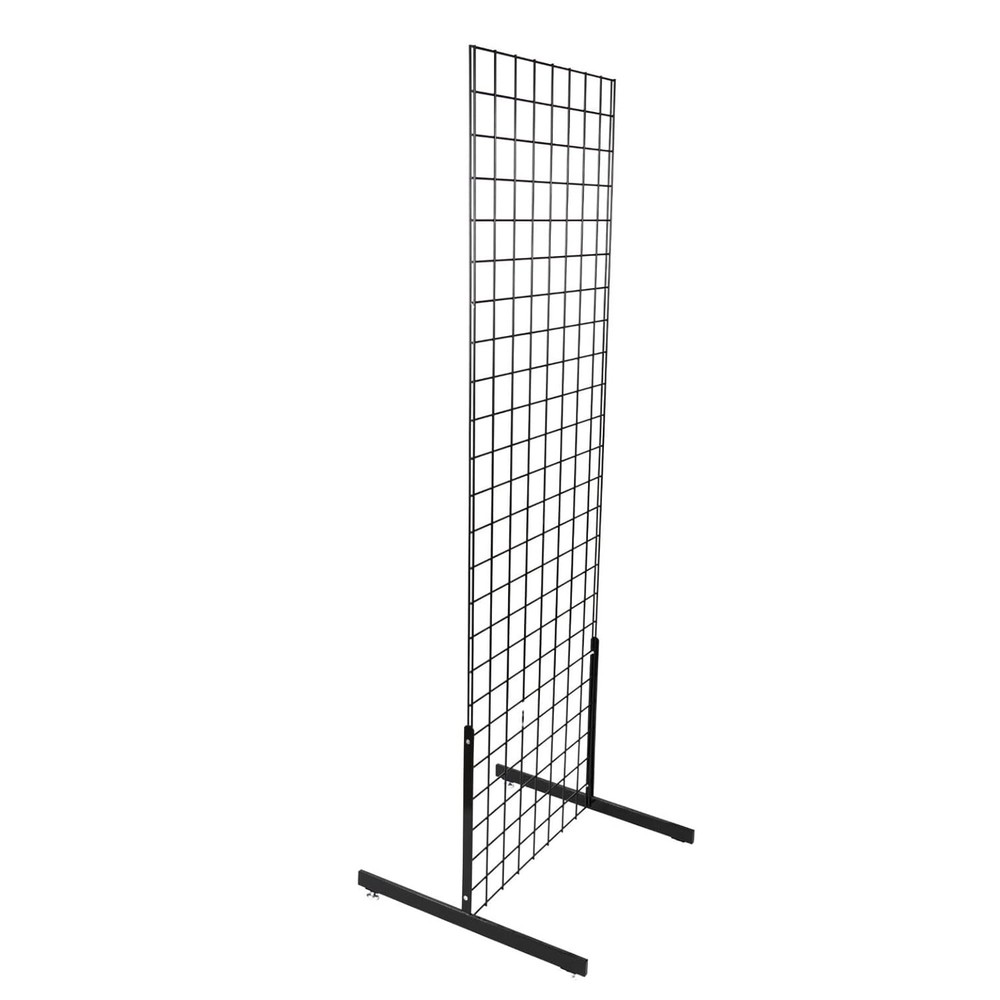 Gridwall Panel Display 2' x 6' Wire Grid Wall Black 2 Legs Standing Screen Metal
