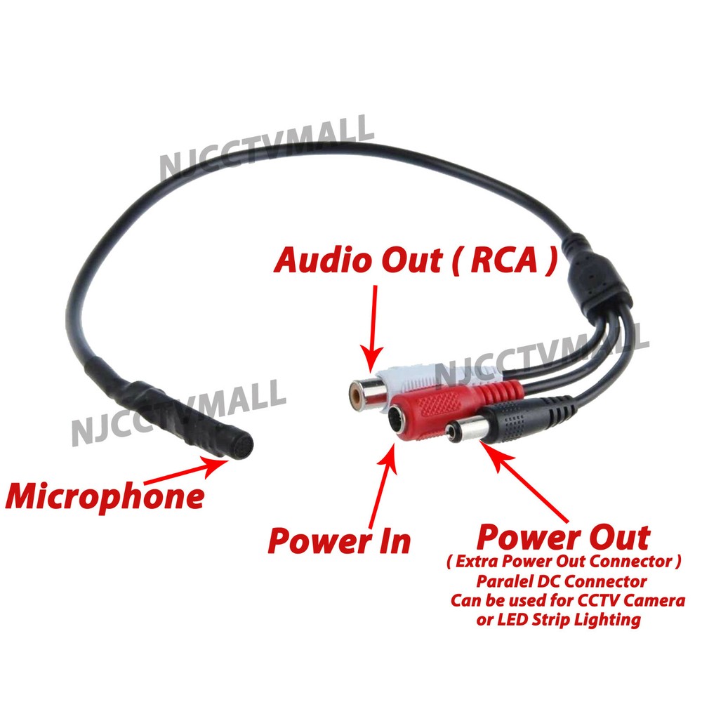 High Sensitive Audio Pick up Device Audio Surveillance CCTV Microphone Set 25ft