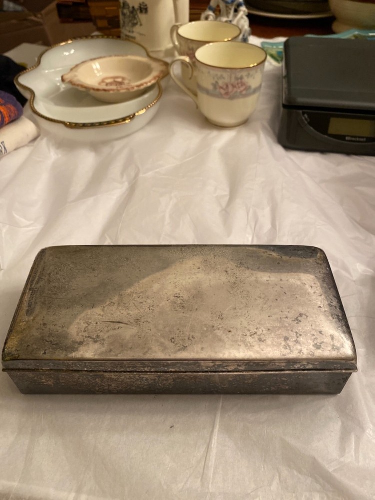 ANTIQUE TOWLE SILVER-PLATE WOOD LINED RECTANGULAR BOX
