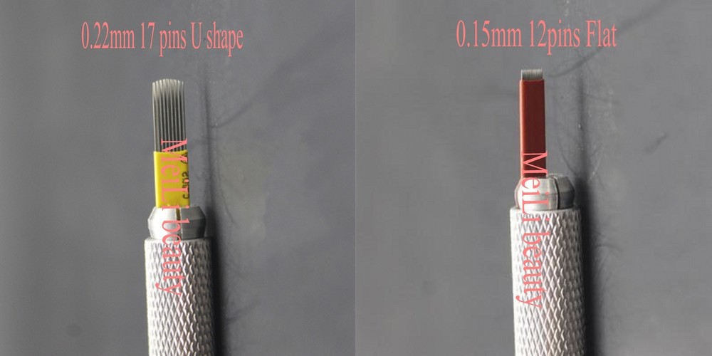 Semi Permanent Makeup Ink Microblading Needle Fog 17 Double Row 12 Thin Flat Set