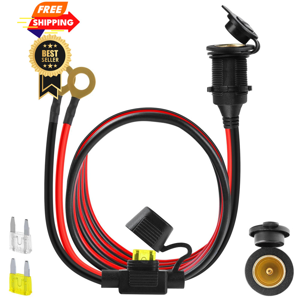 Cigarette Lighter Socket 10FT, 12V 13AWG&(10FT/3m)