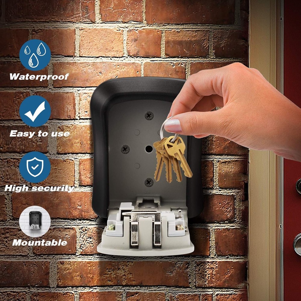 4 Digit Key Safe Box Outdoor Security Code Lock-Storage Case, with Mount Screws