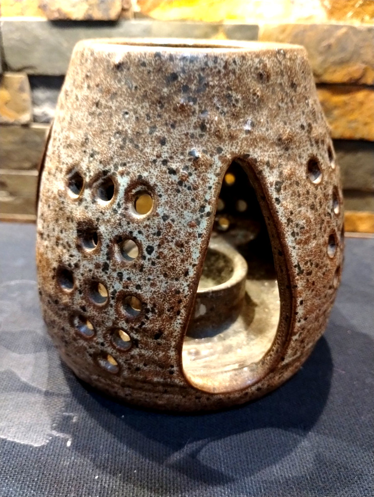 Handmade Ceramic Tea Light Holder Brown
