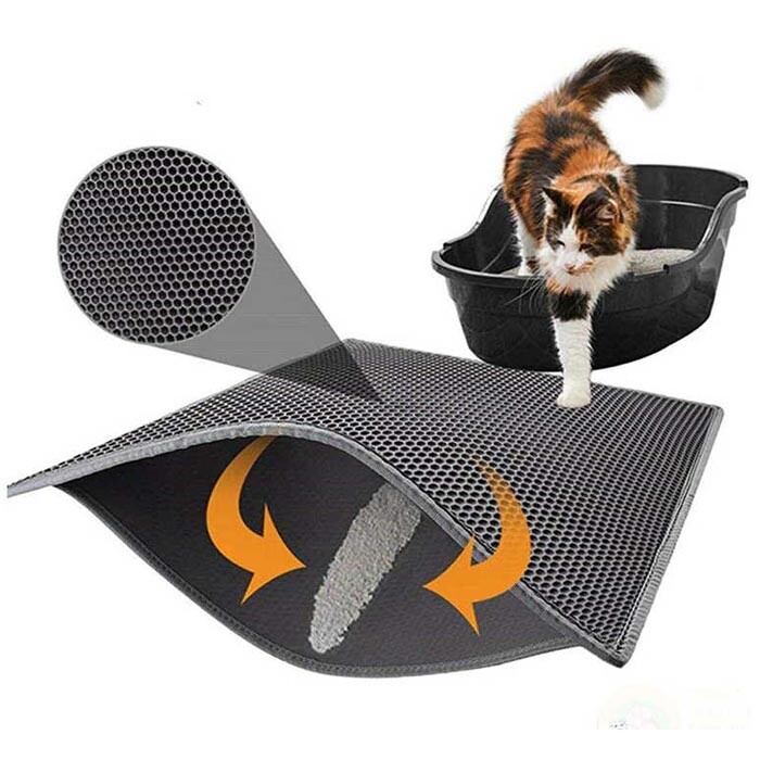 Cat Litter Mat Double Layer Rubber Foldable Large Eva 23” x 17" Design