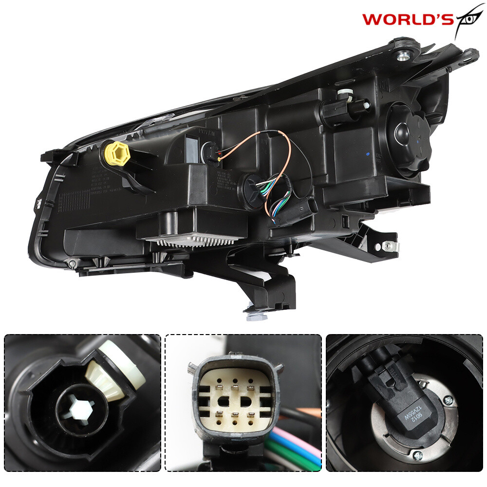 For 2013-2016 GMC Acadia Projector Headlight Right+Left Black Halogen w/ LED DRL