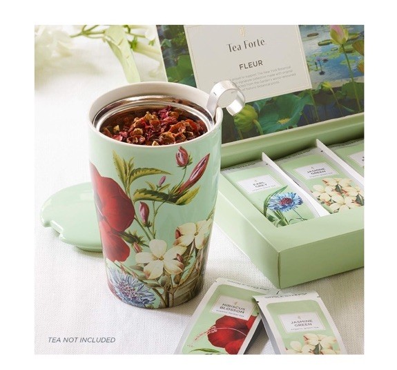 Tea Forte Fleur Steeping Cup with Infuser and Lid New In box