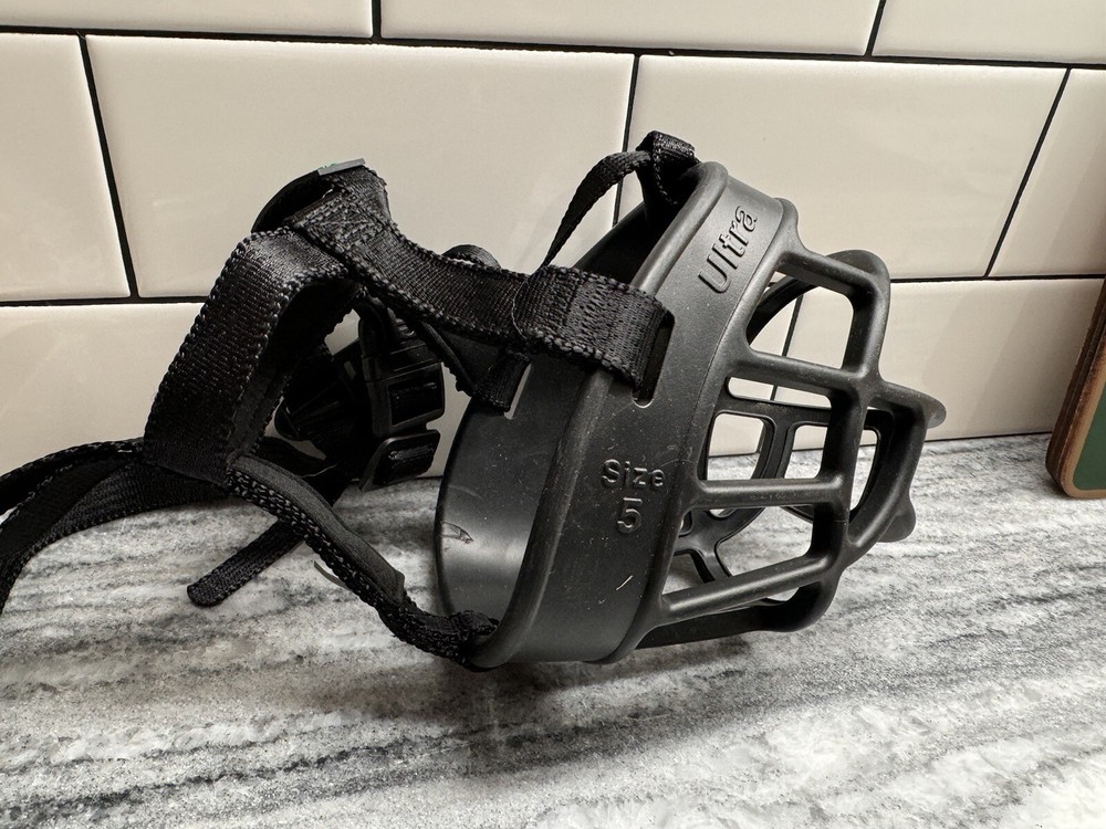 Baskerville Muzzle Ultra Size 5 Black Rubber Heavy Duty Dog Friendly