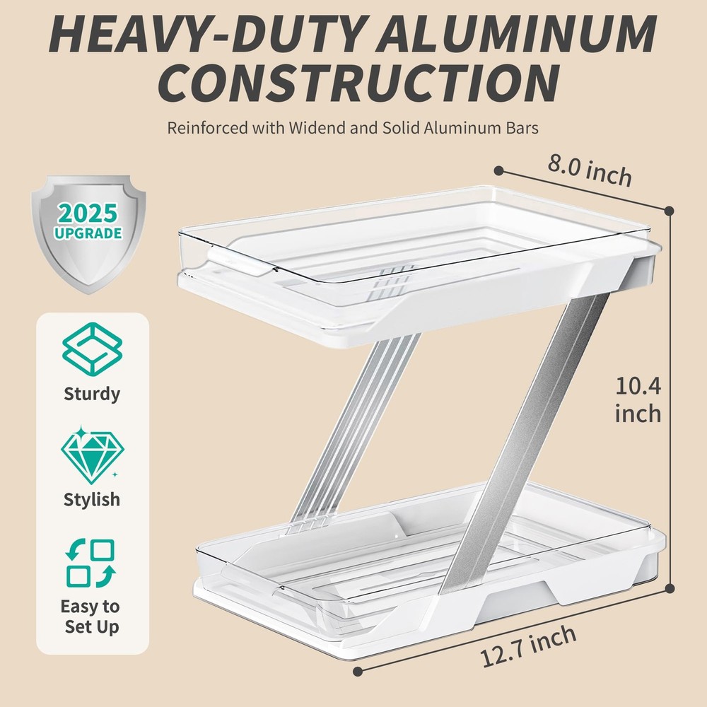 2 Pack Bathroom Organizers and Storage - Multi-Purpose,2-Tier Clear Pull Out ...