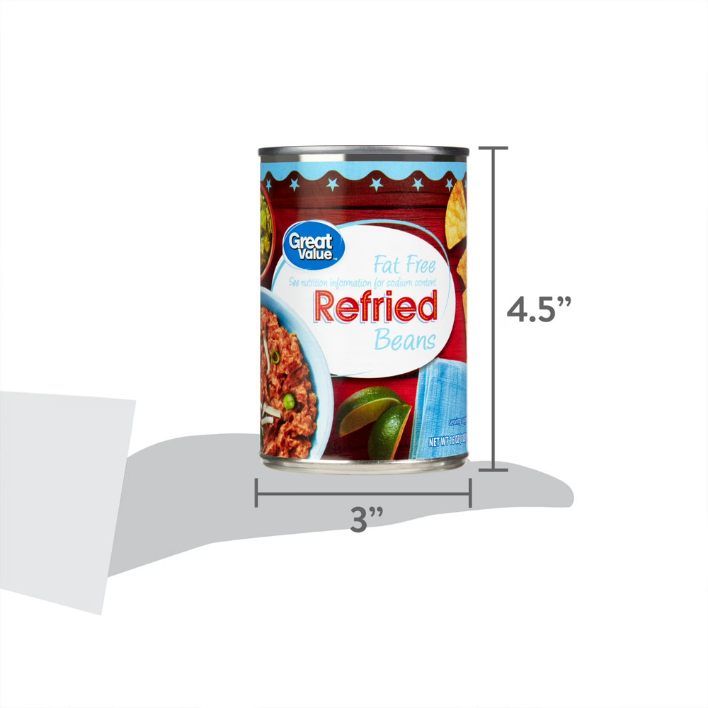 (6 pack) Great Value Fat Free Refried Beans, 16 oz
