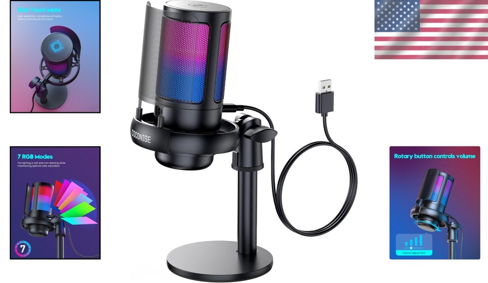 RGB Gaming Microphone with Quick Mute & Pop Filter