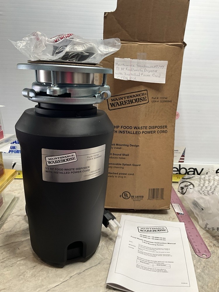 Maintenance Warehouse Food Waste Disposer 1/3 HP W Power Cord 113744 Disposal