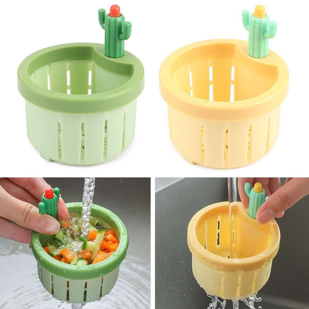 Creative Cactus Sink Filter Kitchen Drain Basket Food Slag Strainer With Handle