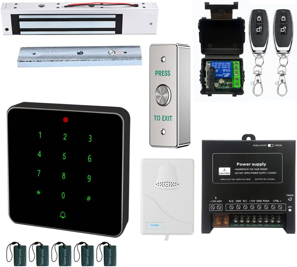 600Lb Waterproof Electromagnetic Lock Kit with RFID Keypad & Remote Control