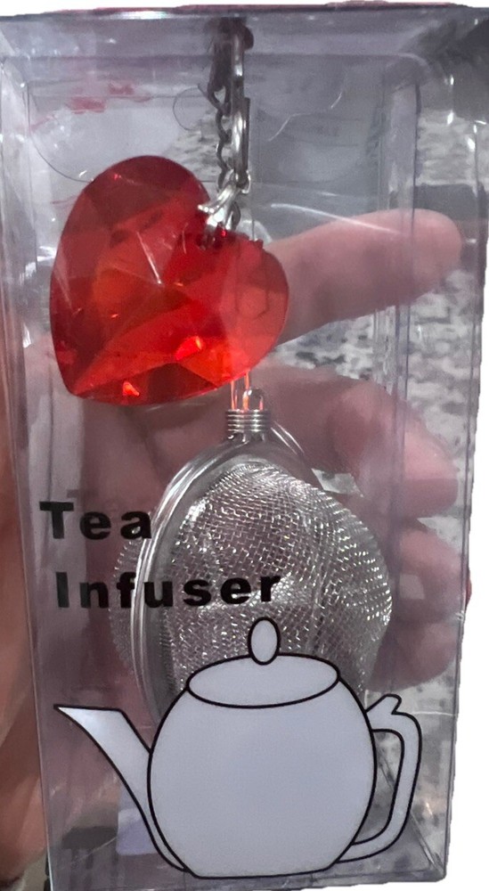 Stainless Steel Tea Infuser With Red Gem Heart