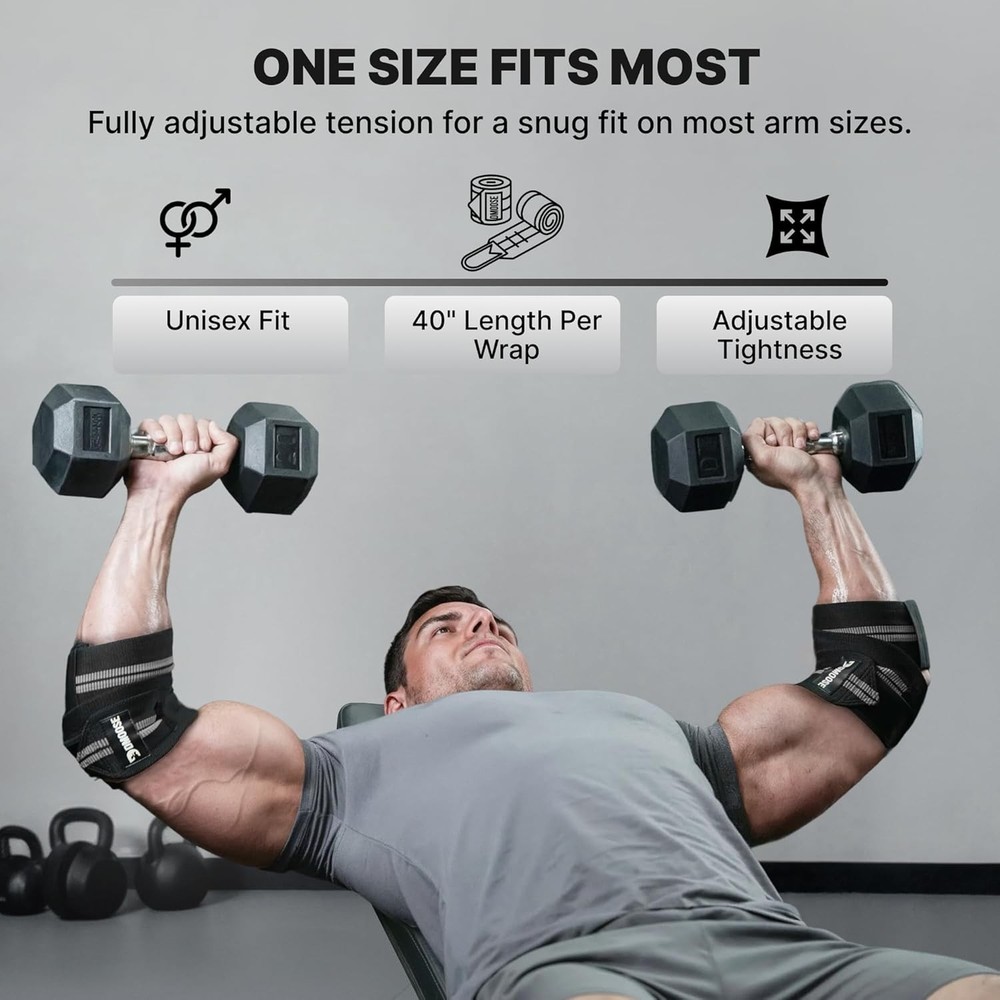 Breathable Elbow Wraps - 40'' Adjustable Straps for Joint Support & Performance