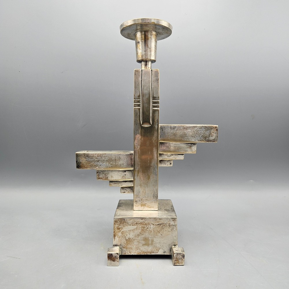 Art Deco Machine Age Silverplate Candlestick