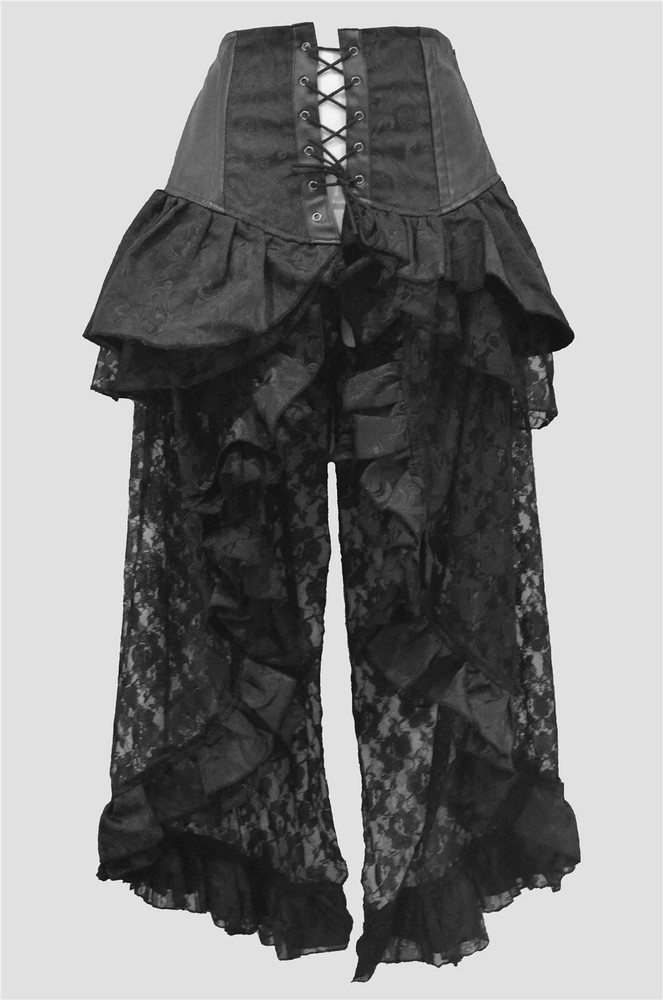 Evangeline Skirt in Black Scroll Brocade